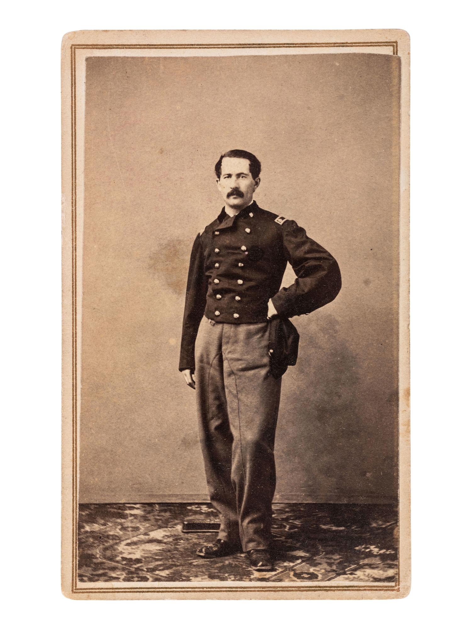 [CIVIL WAR]. Presentation watch engraved to Major Jeremiah A. Sullivan, 13th NY Infantry & 1st NY Veteran Cavalry, KIA at Cabletown, WV, with CDV in uniform.