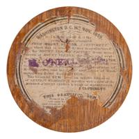 [POLITICS]. Engraving of George Washington displayed in wood medallion from Mount Vernon.