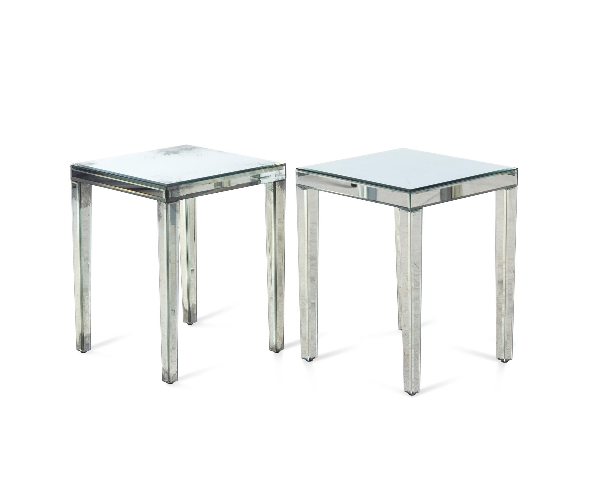 A Pair of Mirrored Low Tables