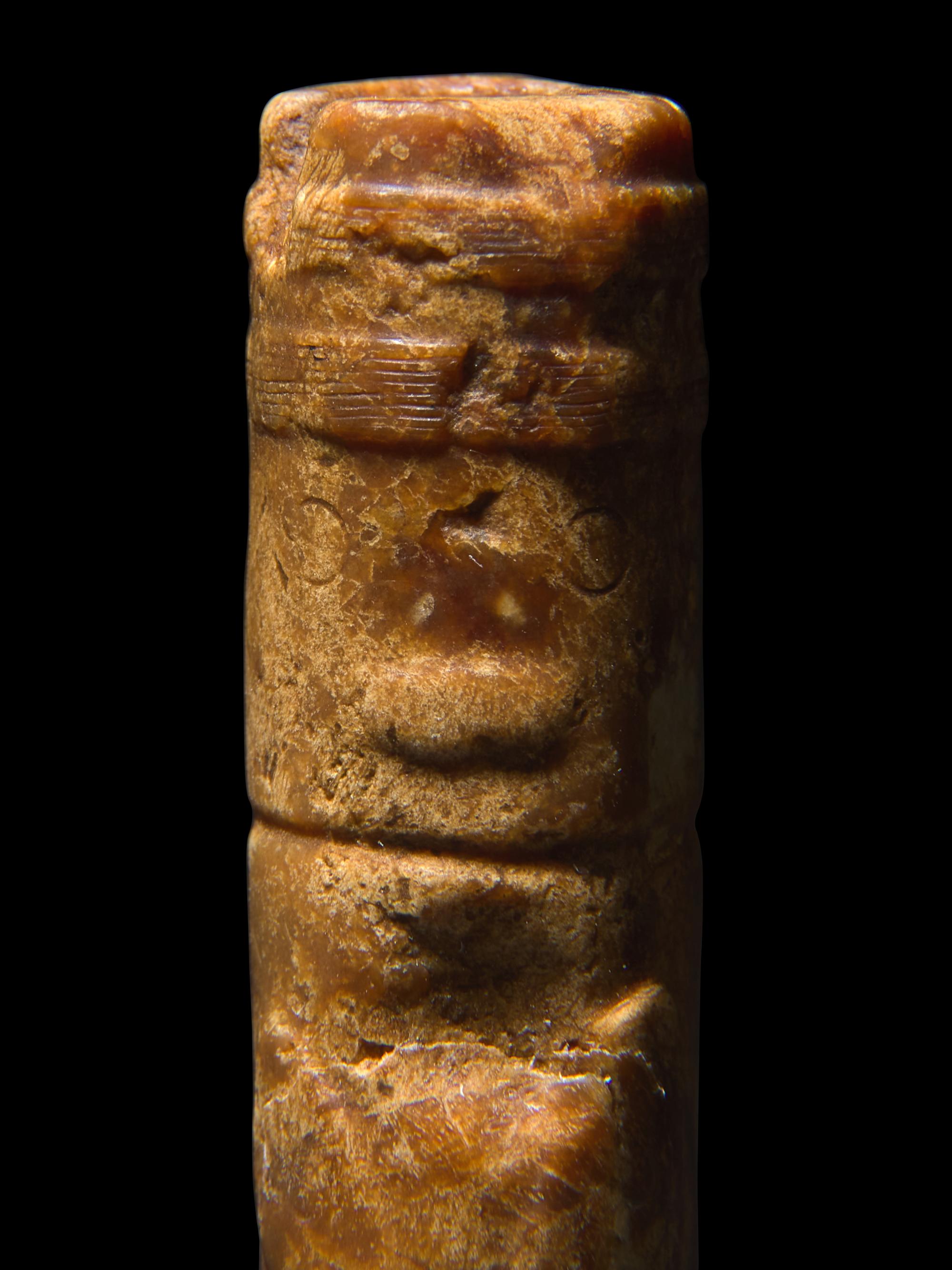 An Archaic Chinese Jade Pendant with Mask, Liangzhu Culture, and a Jade Jue, Western Zhou 良渚文化神人獸面紋玉勒及西周玉玨各一