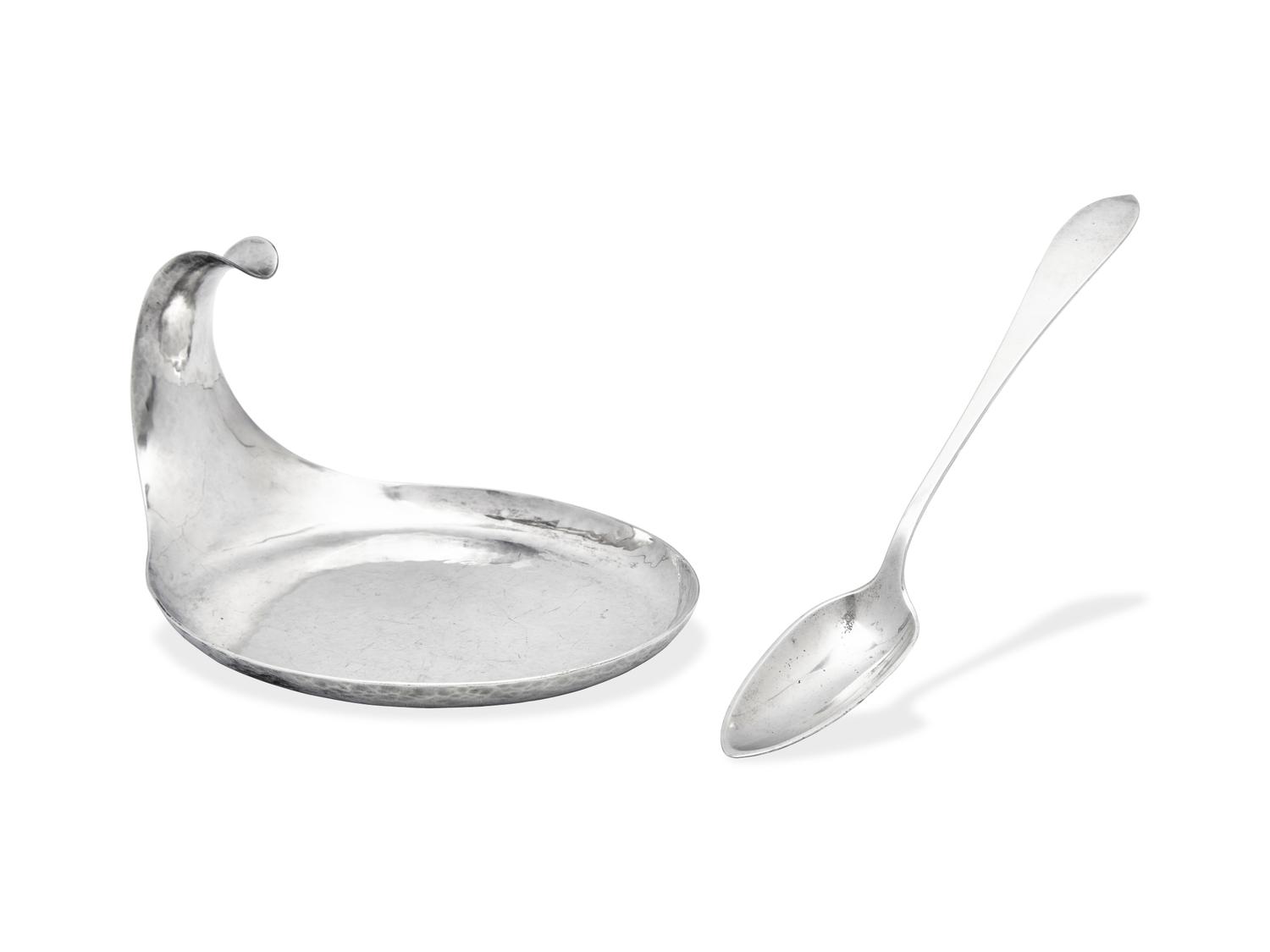 An Arts & Crafts Silver Spoon and Silver-Plated Tray