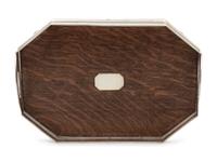 An English Oak and Silver-Plate Serving Tray