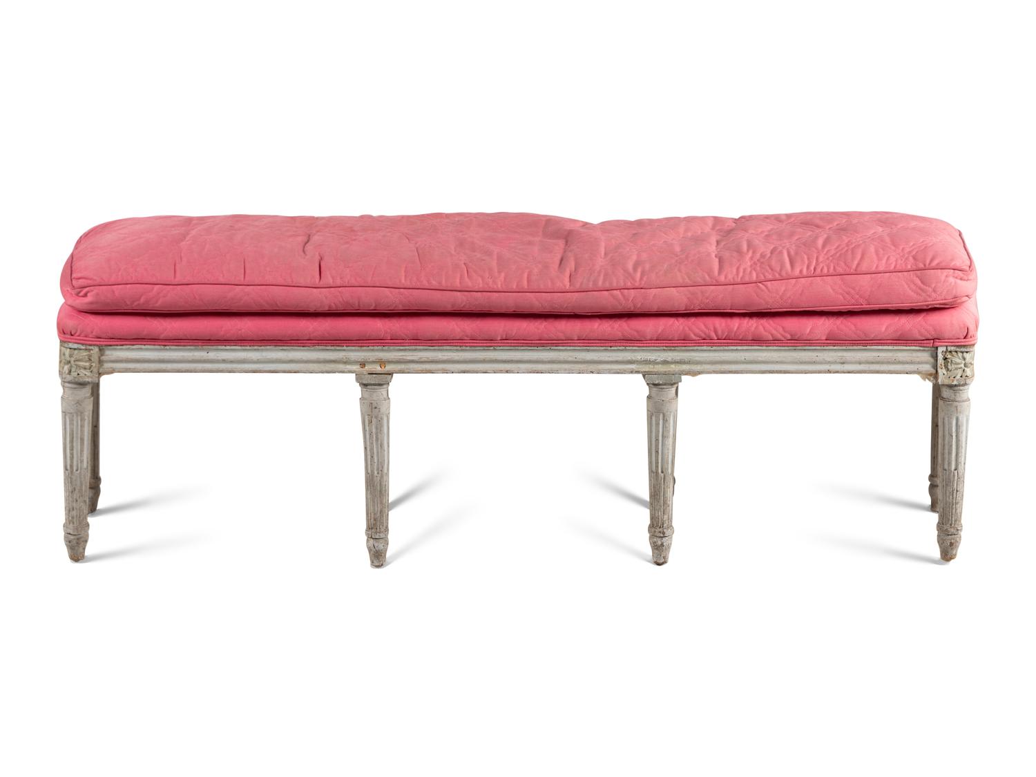 A Louis XVI Gray-Painted Window Bench