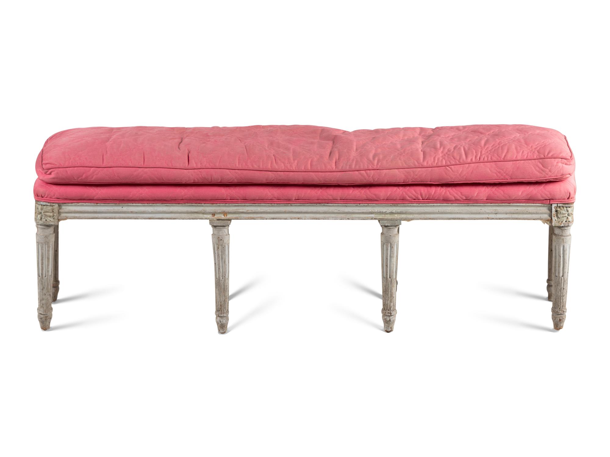 A Louis XVI Gray-Painted Window Bench