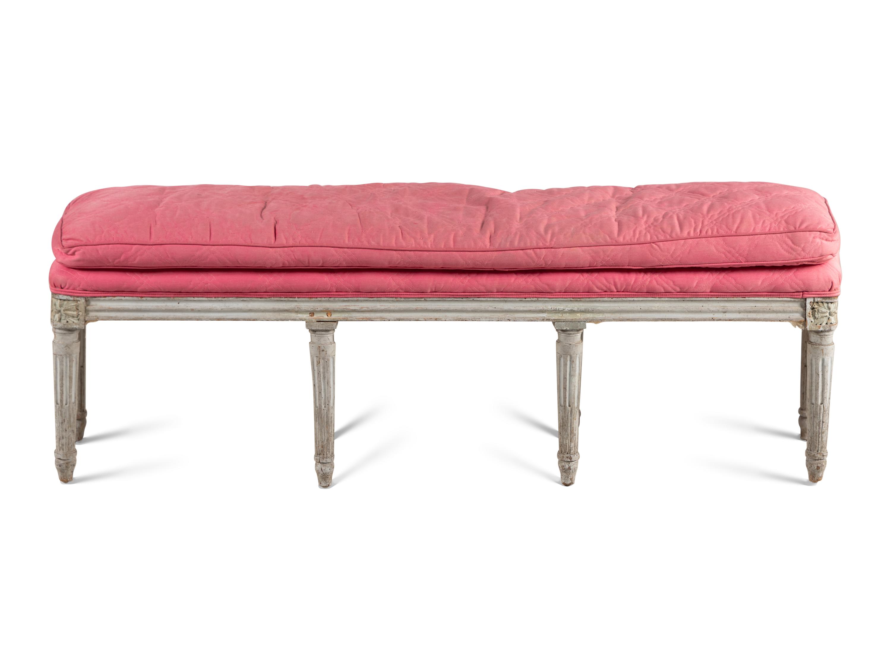A Louis XVI Gray-Painted Window Bench
