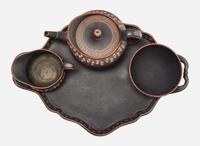 An Assembled Wedgwood Encaustic Decorated Black Basalt Tea Set, UK, circa 1790-1800