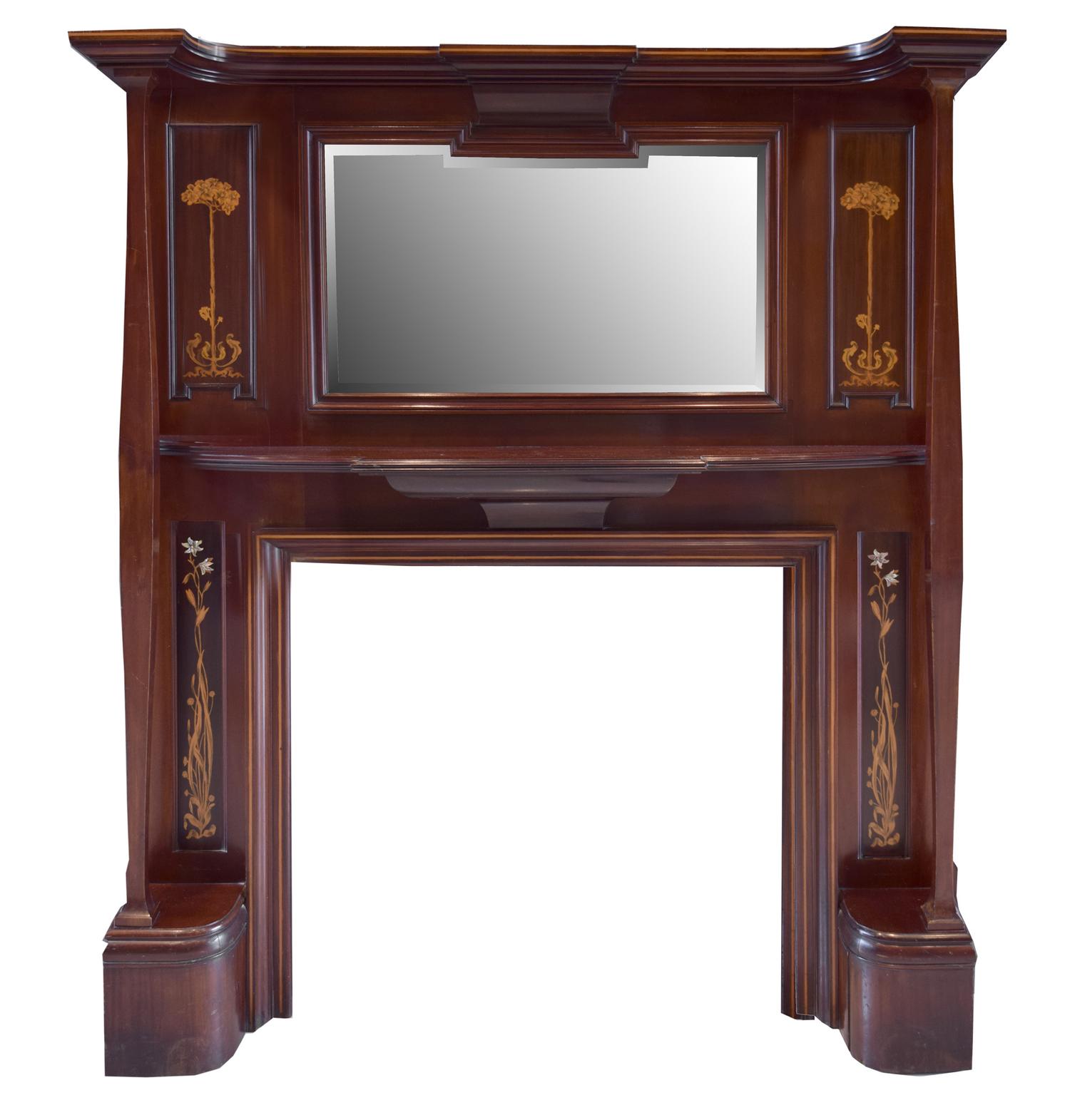 A Mahogany Mantel with Mirror 61" W x 11" D x 78" H — England, Circa 1880
