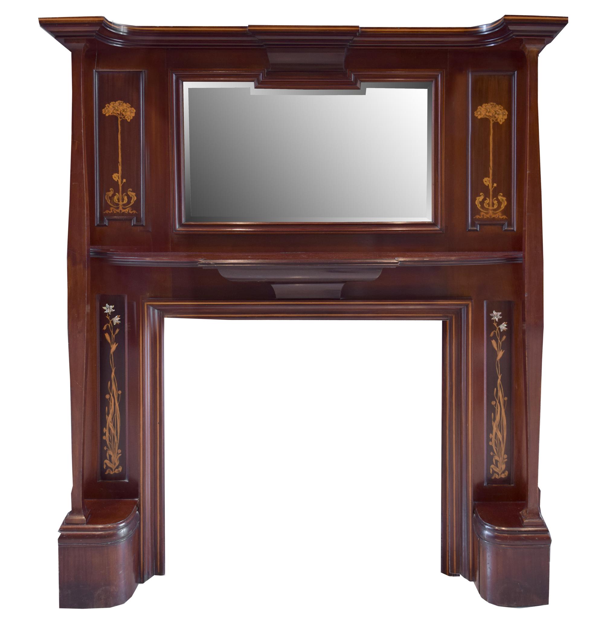 A Mahogany Mantel with Mirror 61" W x 11" D x 78" H — England, Circa 1880