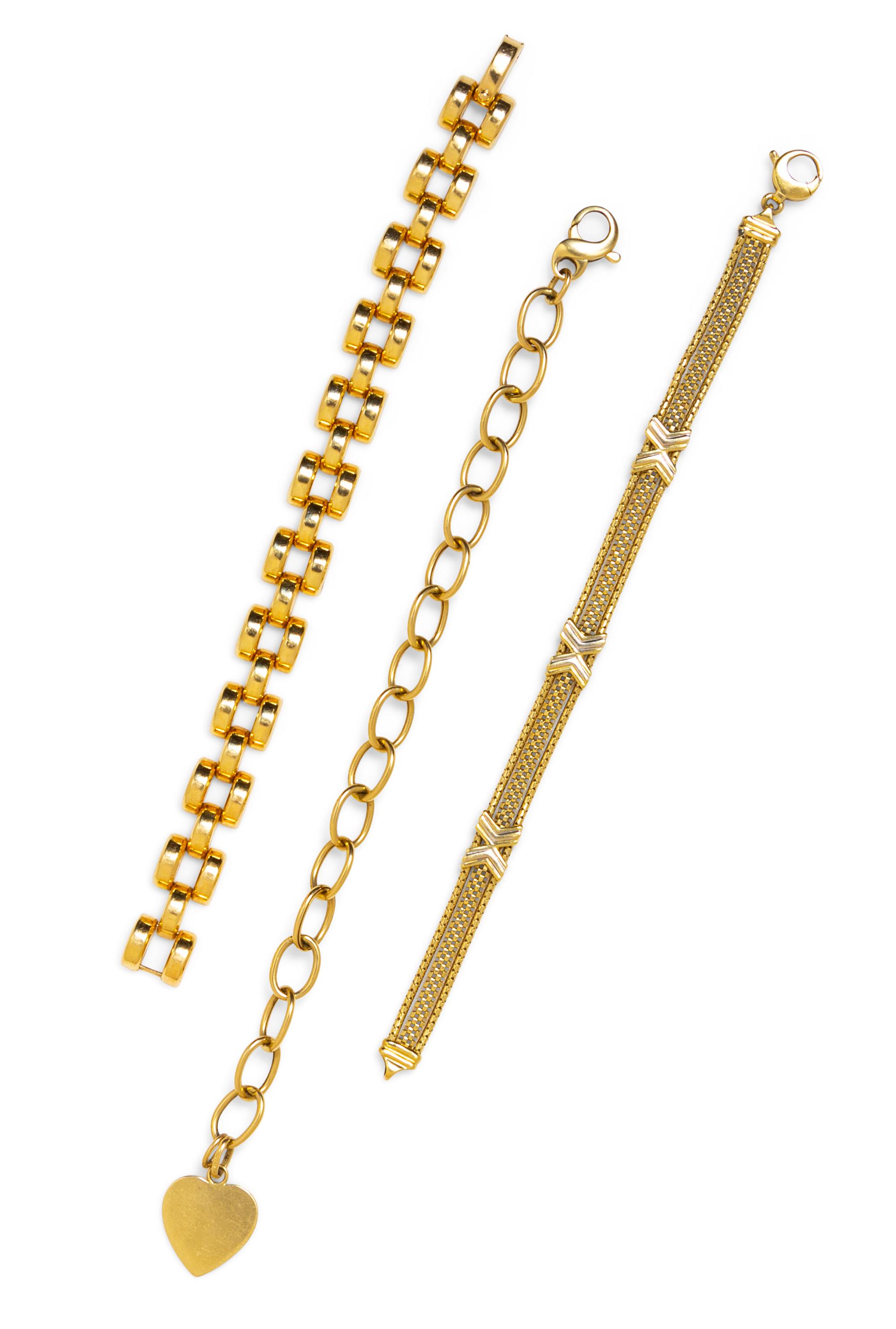A Collection of 14 Karat Yellow Gold Bracelets,