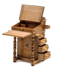 An Edwardian Style Brass Mounted Marquetry Davenport Desk Height 3 x width 1 3/4 x depth 1 3/4 inches. — John Davenport, 1982
