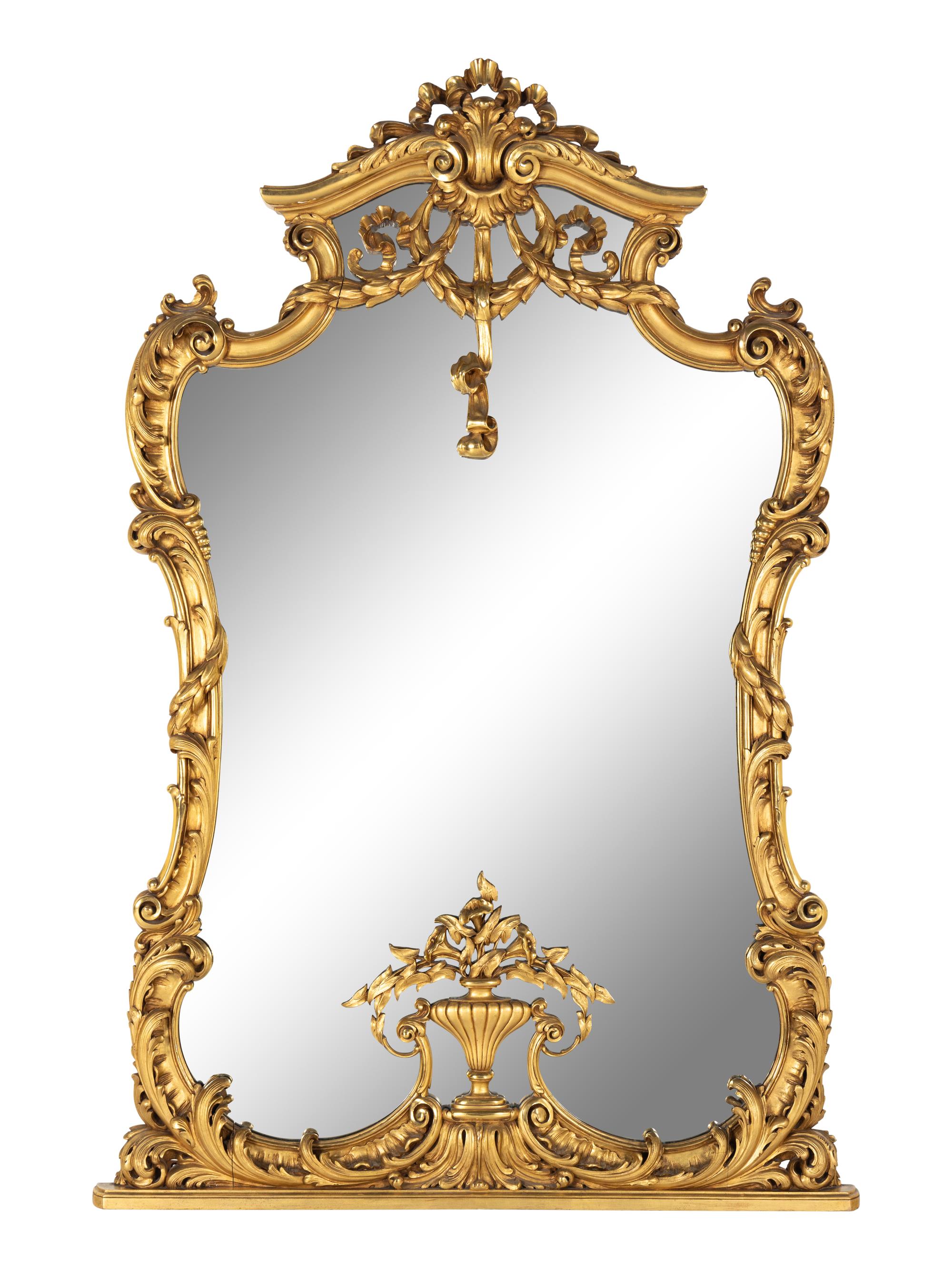 A Rococo Style Giltwood Onyx-Top Pier Table and Mirror