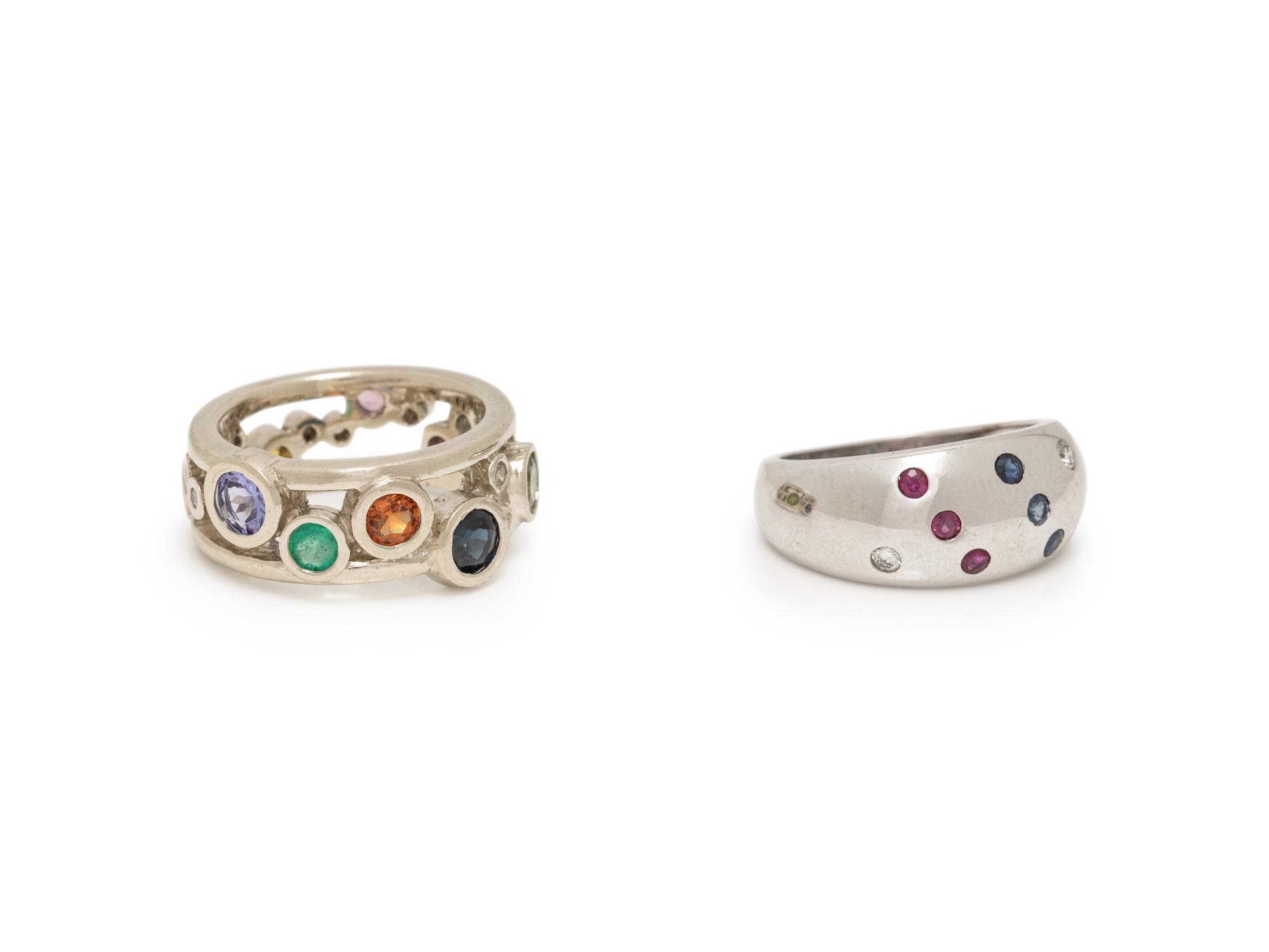 WHITE GOLD AND MULTIGEM RINGS