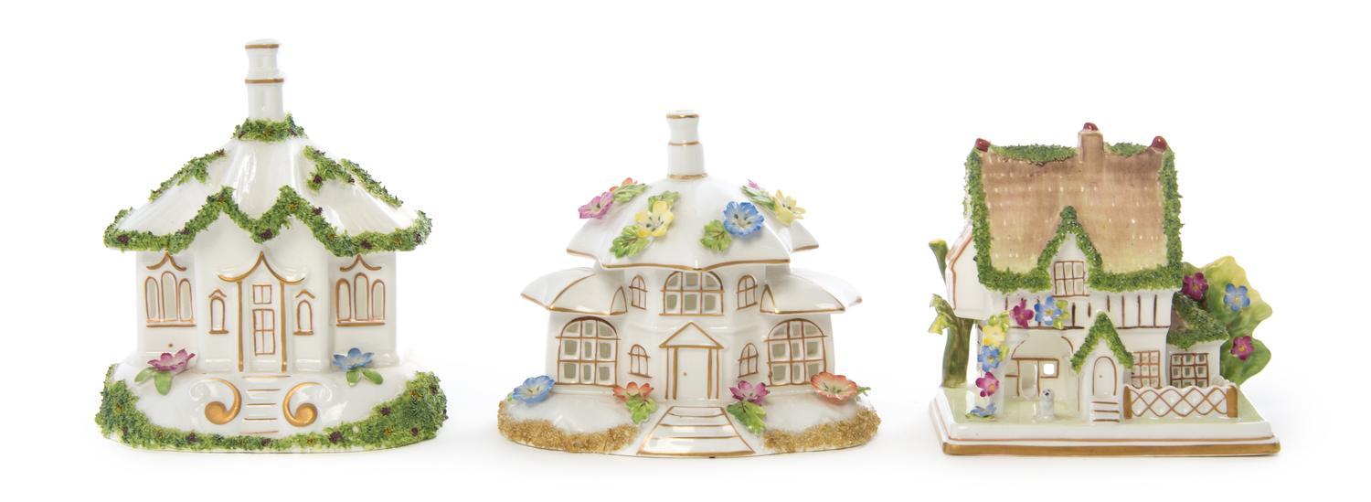 Three Coalport Pastille Burners, Height of tallest 4 3/4 inches.