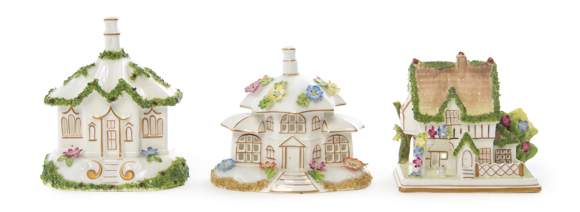 Three Coalport Pastille Burners, Height of tallest 4 3/4 inches.