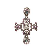 DIAMOND AND RUBY CROSS PENDANT