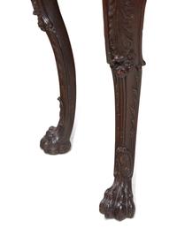A Pair of George II Style Carved Walnut Marble-Top Pier Tables