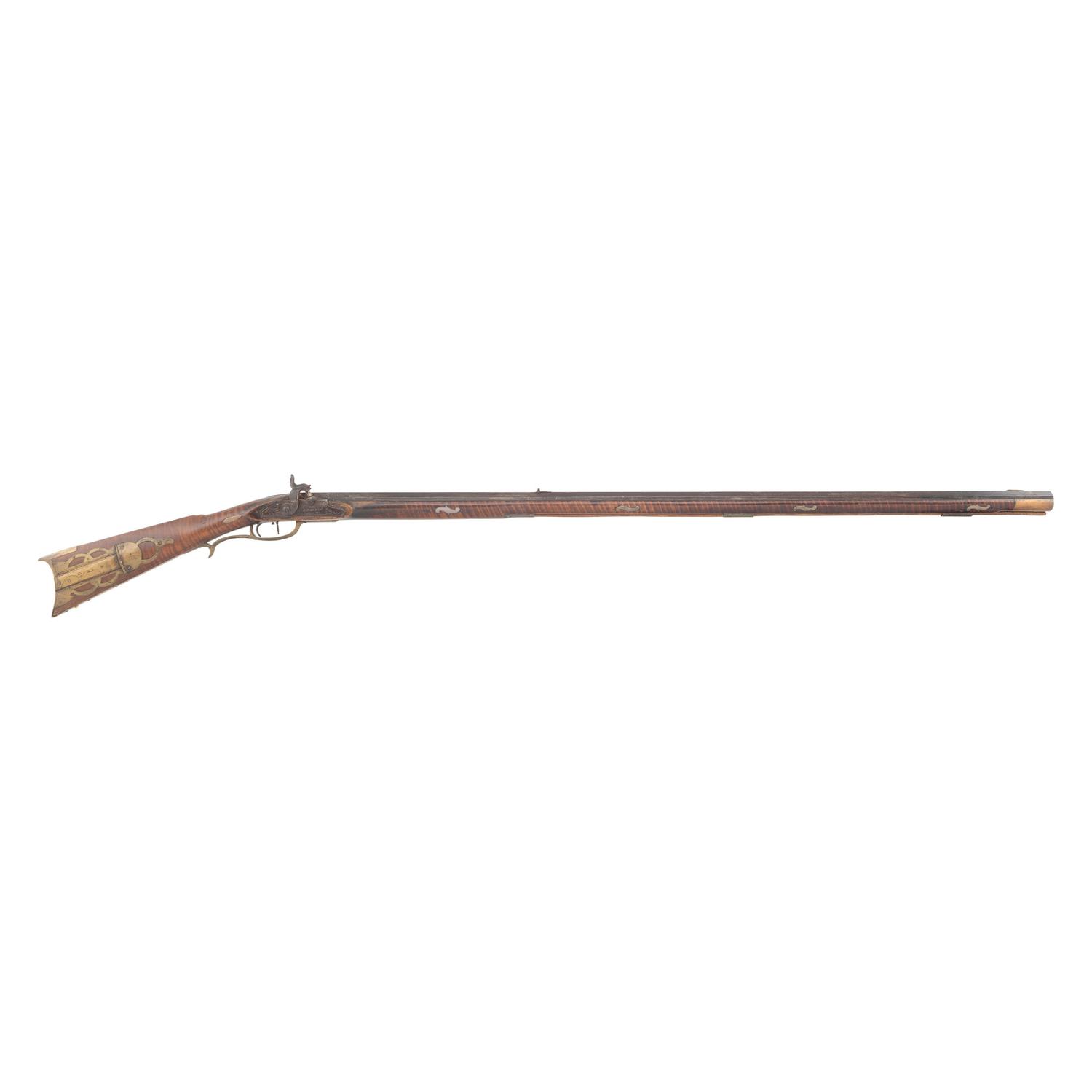 Full Stock Percussion Long Rifle with Four Piece Patchbox by William Lloyd with MM Maslin Lock