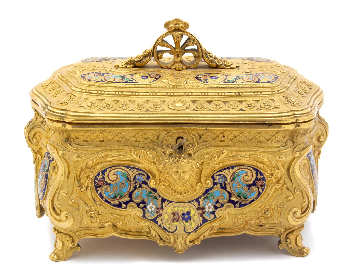 A French Gilt Bronze and Champleve Enamel Jewel Casket — 19TH CENTURY