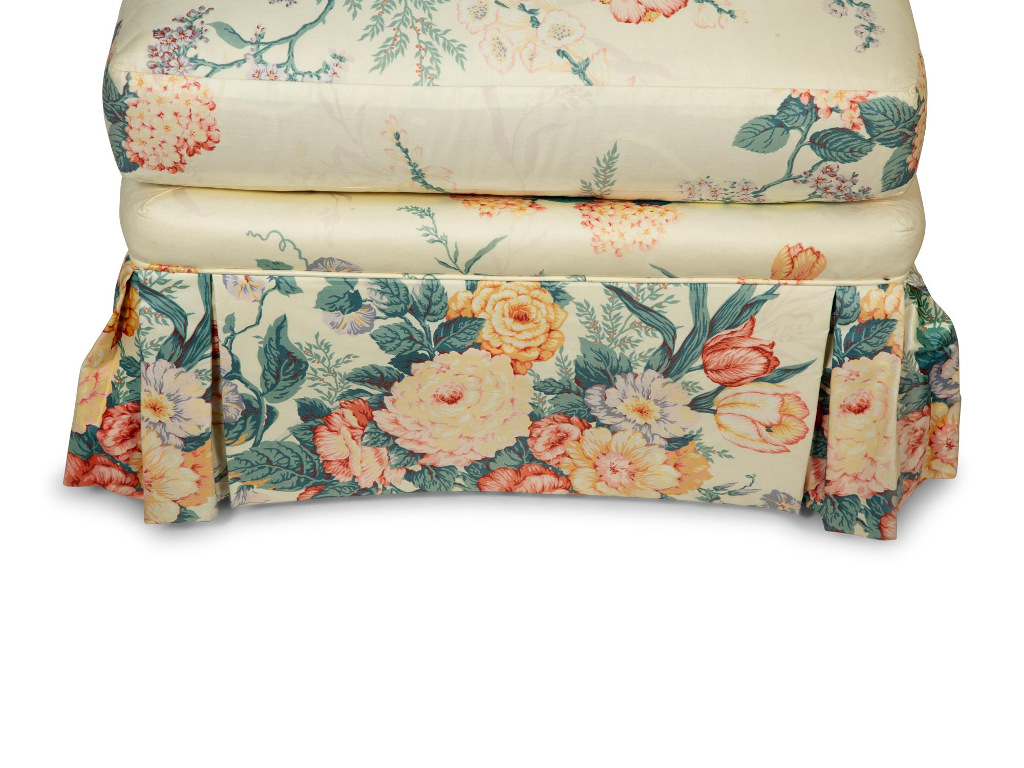 A Pair of Chintz-Upholstered Slipper Chairs Supplied by Mario Buatta