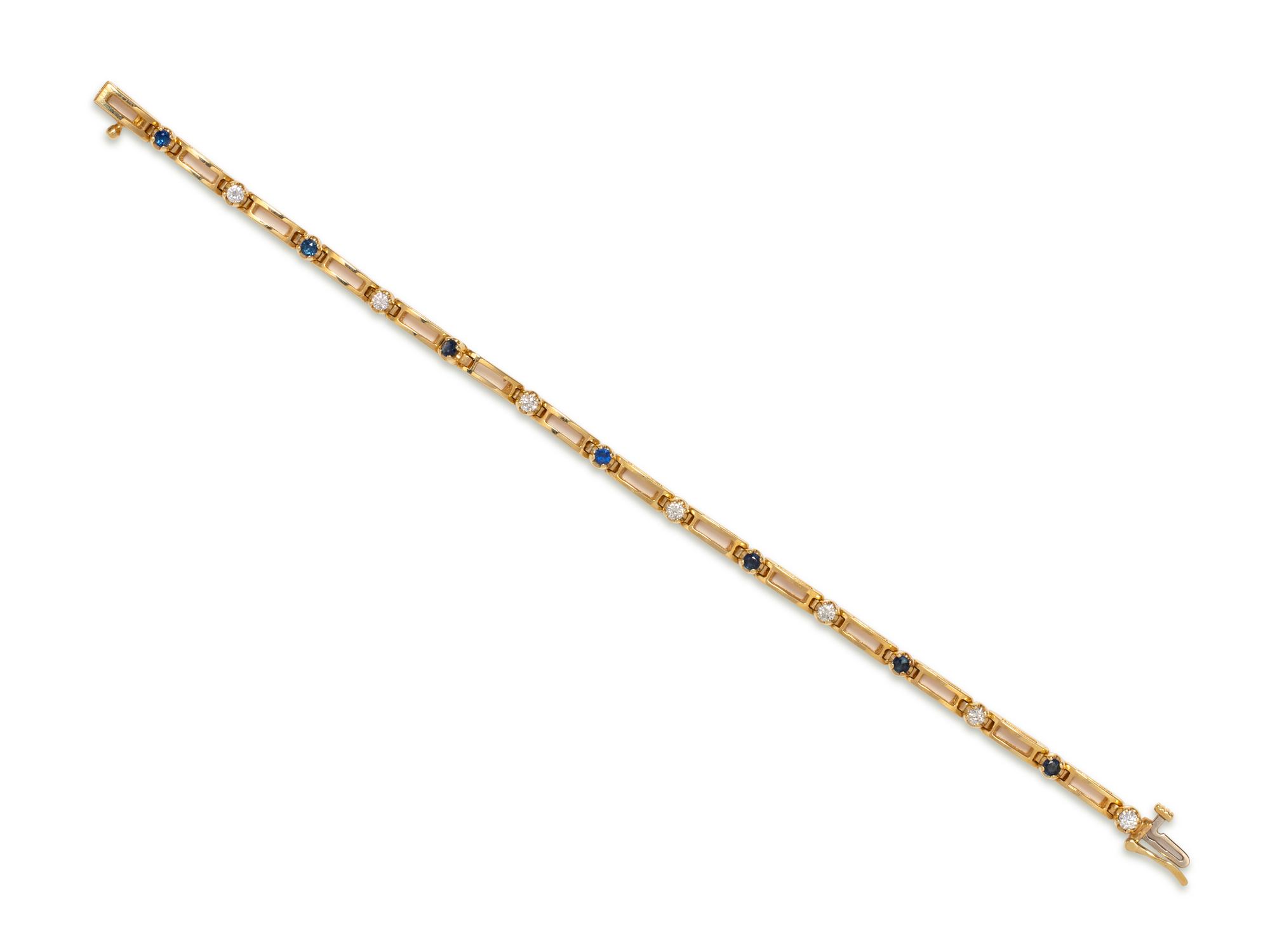 YELLOW GOLD, DIAMOND AND SAPPHIRE BRACELET