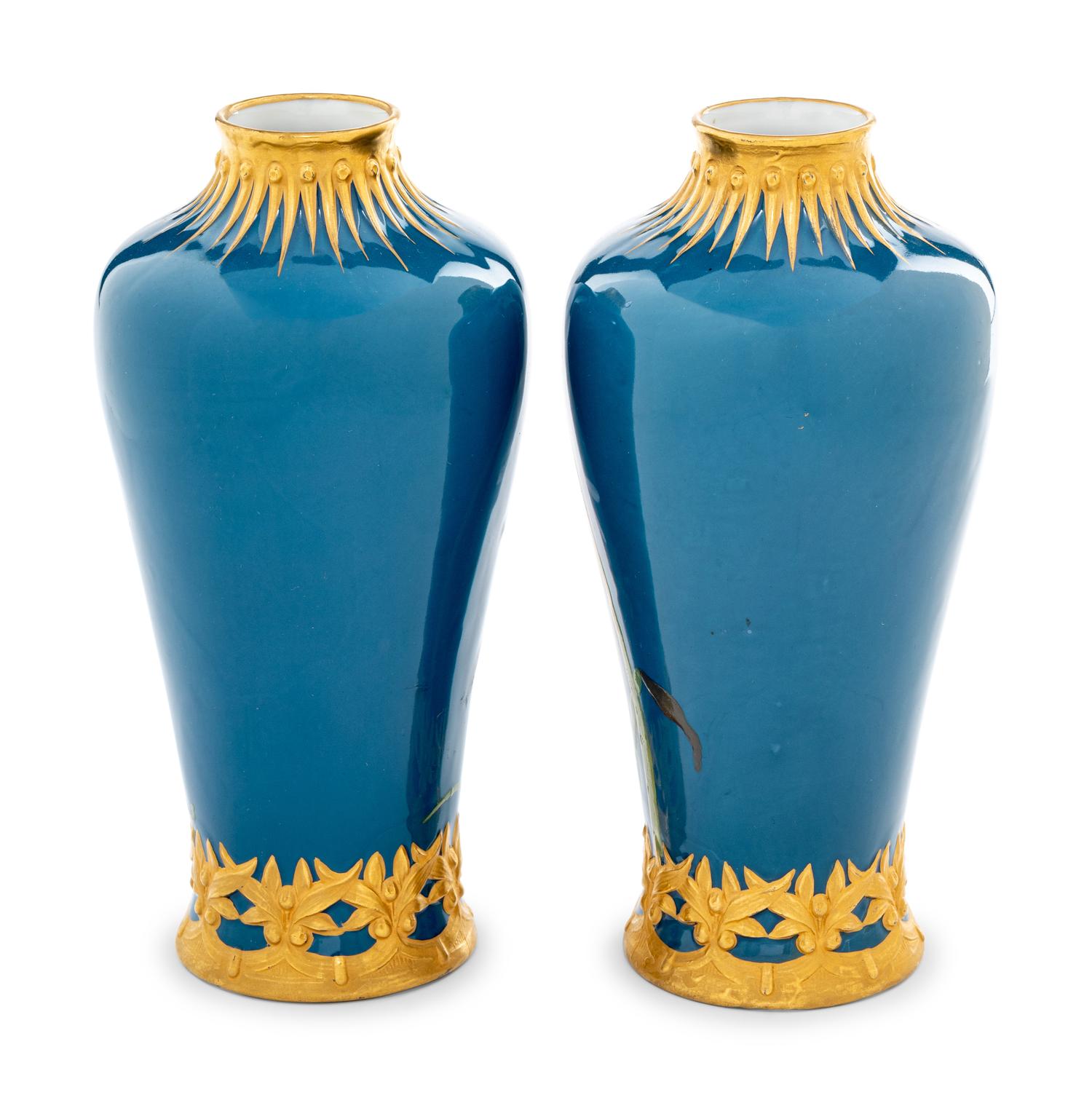A Pair of German Pâte-sur-Pâte Porcelain Vases