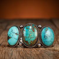 Navajo Silver Wire and Turquoise Cuff Bracelet