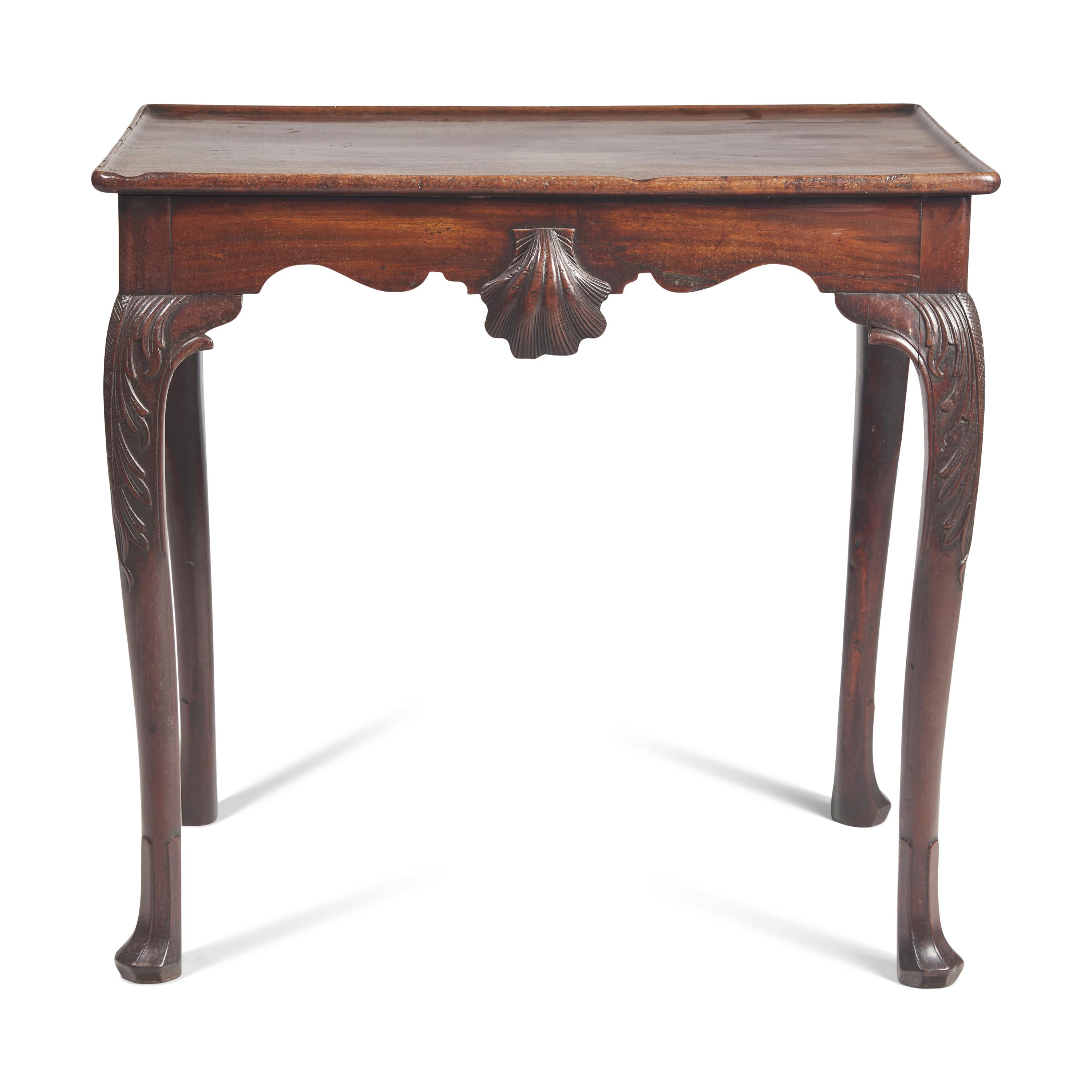 An Irish George II Carved Mahogany Dished Top Tea Table