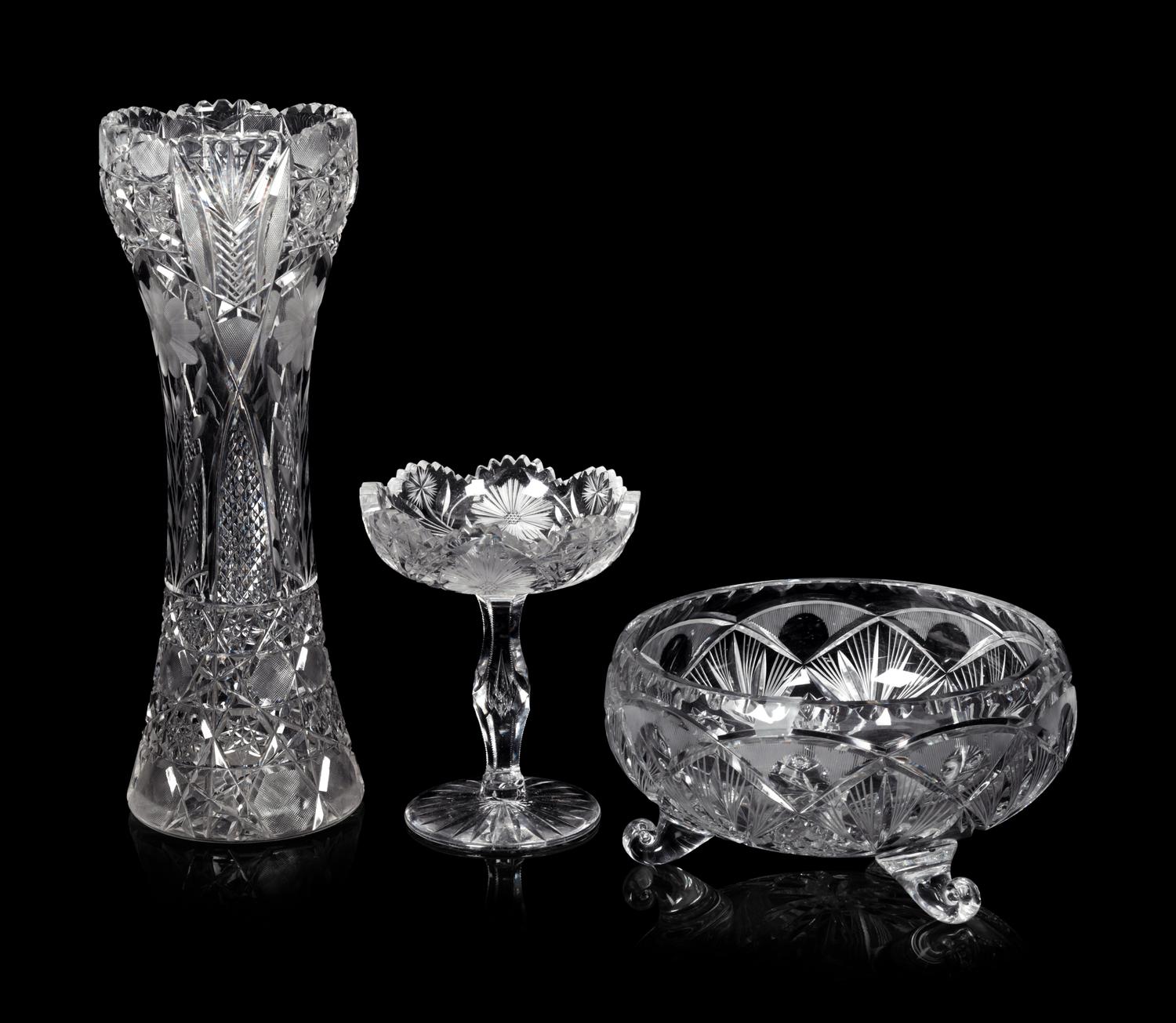 A Group of Nine Cut Glass Articles