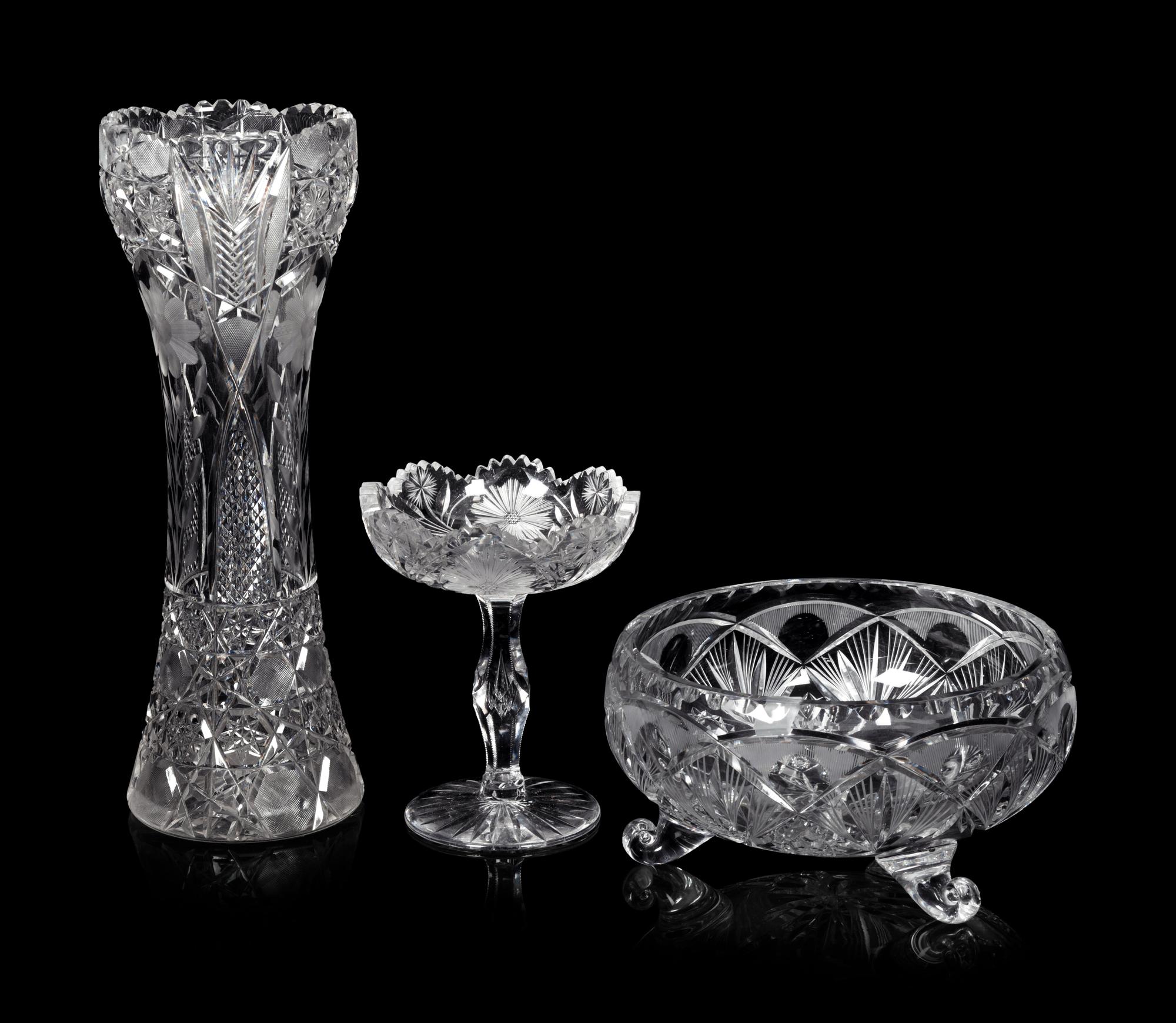 A Group of Nine Cut Glass Articles