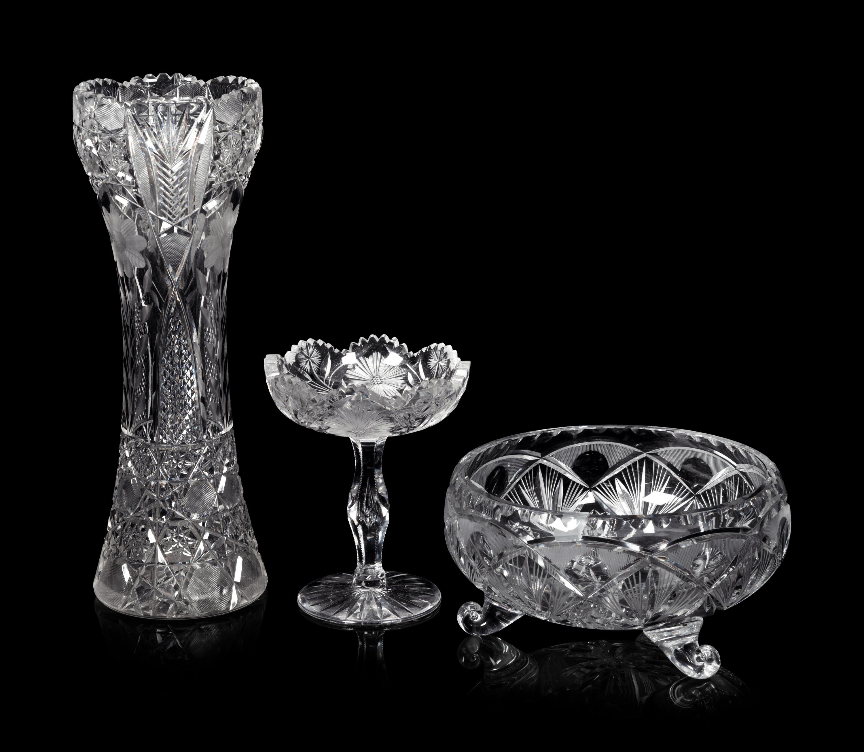 A Group of Nine Cut Glass Articles