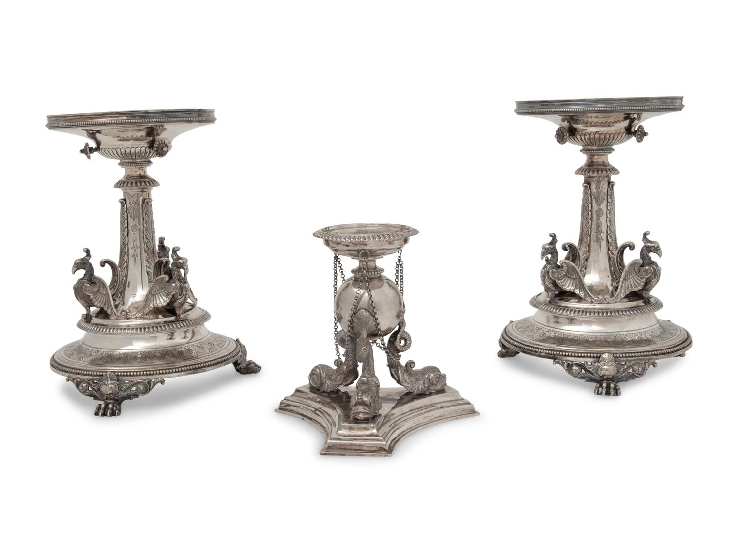 A Pair of American Silver-Plate Centerpiece Bases