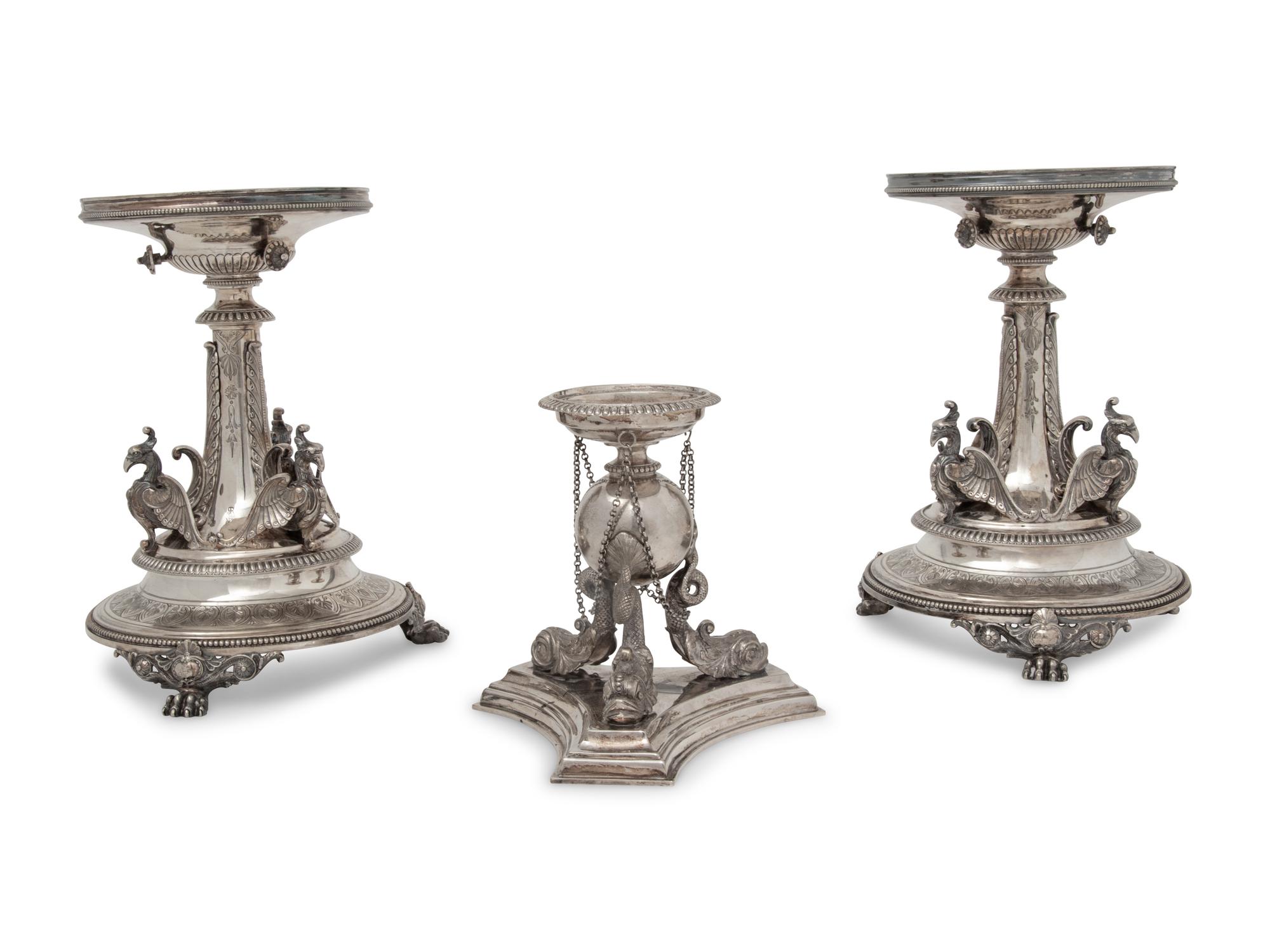 A Pair of American Silver-Plate Centerpiece Bases