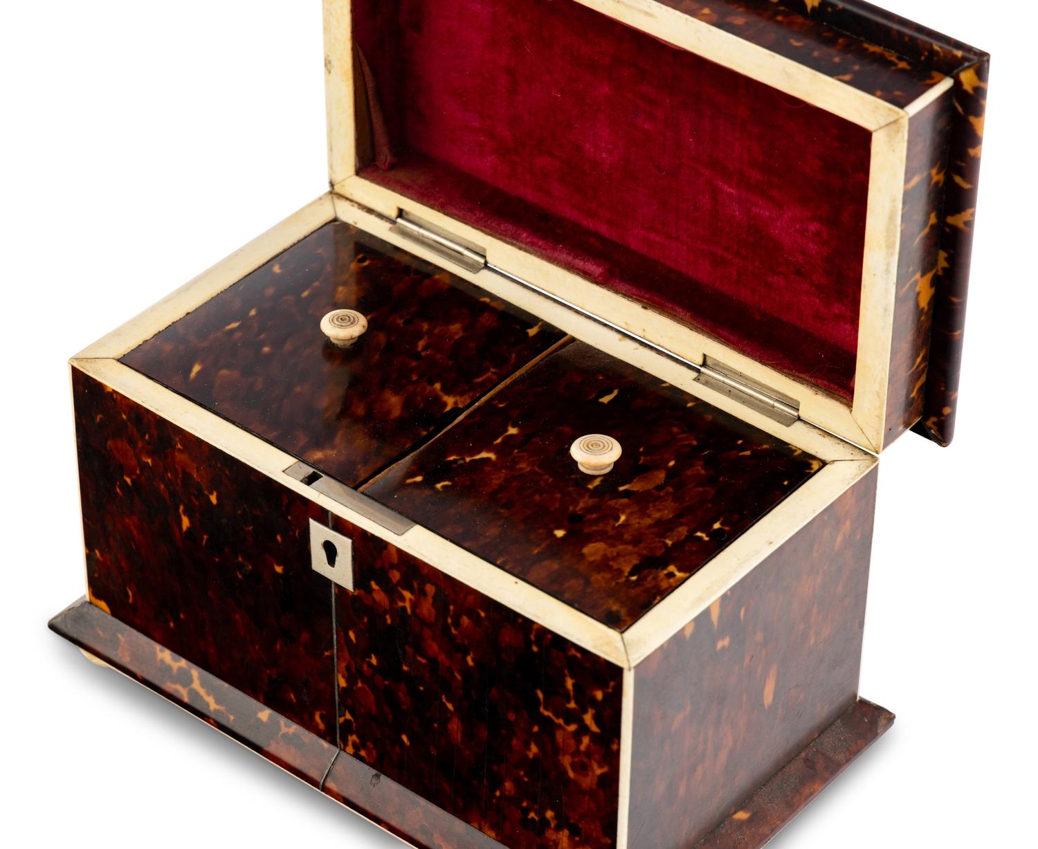 A Regency Tortoise Shell Tea Caddy