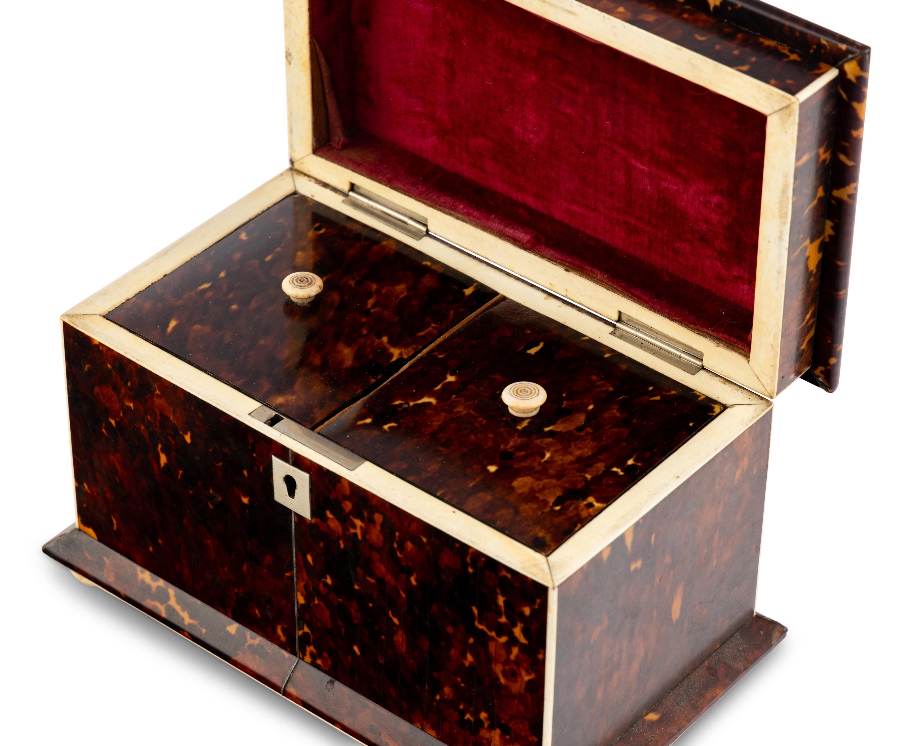 A Regency Tortoise Shell Tea Caddy