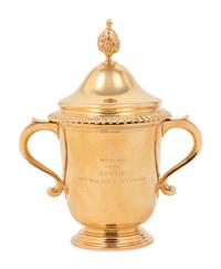 A 14-Karat Gold Cup and Cover of Horse Racing Interest