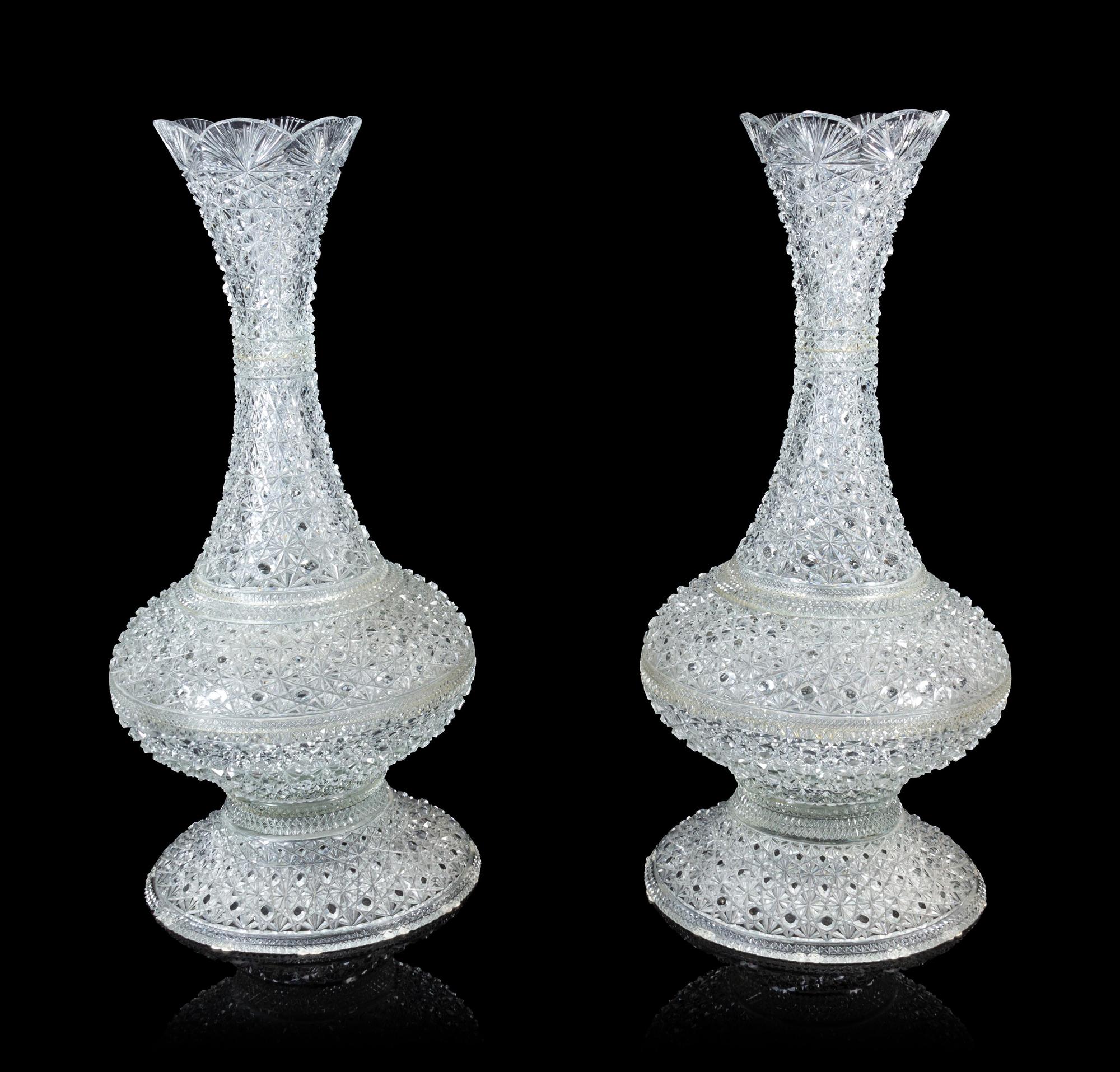 A Pair of Austrian Cut Glass Urns
