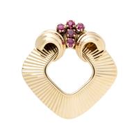 RETRO, YELLOW GOLD AND RUBY BROOCH