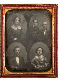 [EARLY PHOTOGRAPHY]. [SOUTHWORTH & HAWES, photographers, attributed]. 2 half plate daguerreotypes including a rare medallion plate featuring multiple portraits of family members.