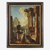 Manner of Giovanni Paolo Panini (Italian, B.C. 1692–1765) Capriccio with Figures Among Ruins