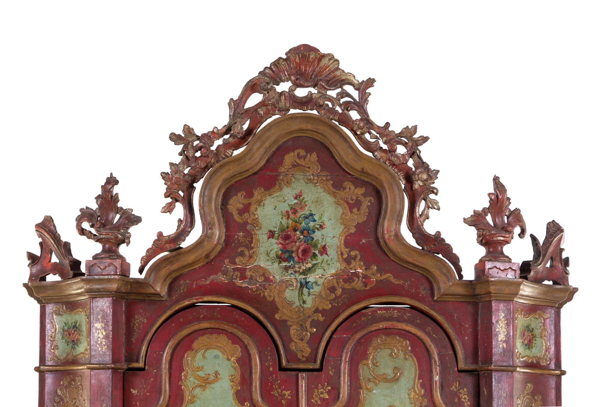 A Venetian Polychrome Painted Secrétaire