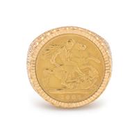 BRITISH SOVEREIGN GOLD COIN RING