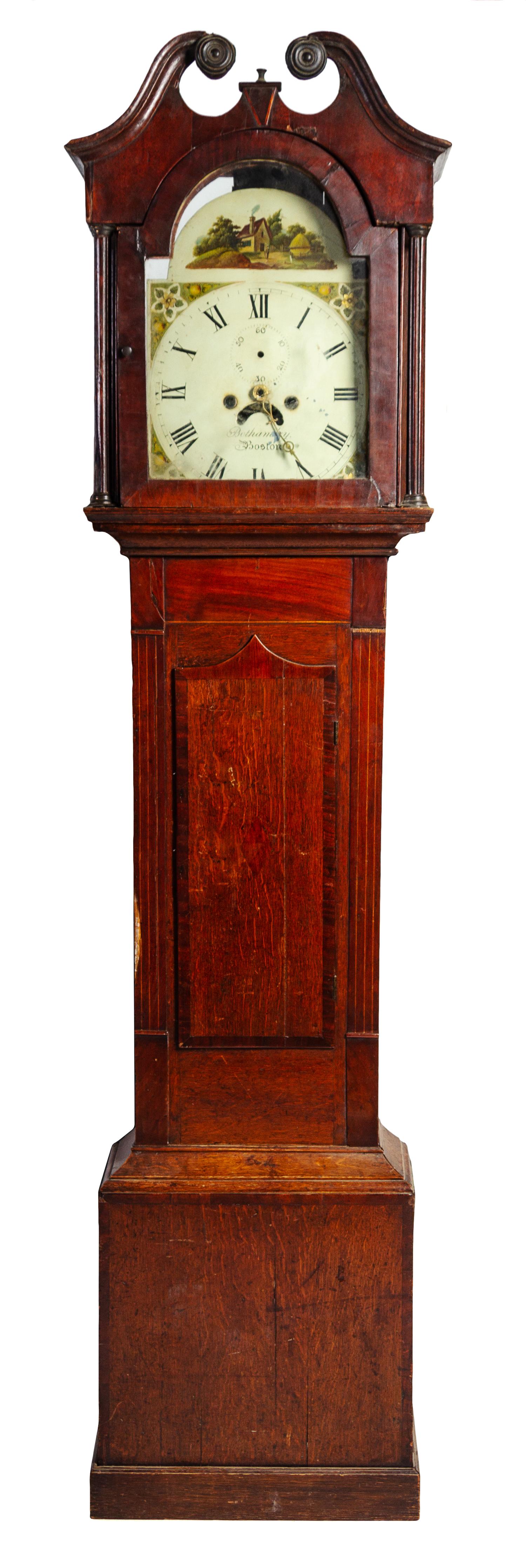 A Chippendale Oak and Mahogany Tall Case Clock — BOTHAMLEY, BOSTON, LATE 18TH CENTURY