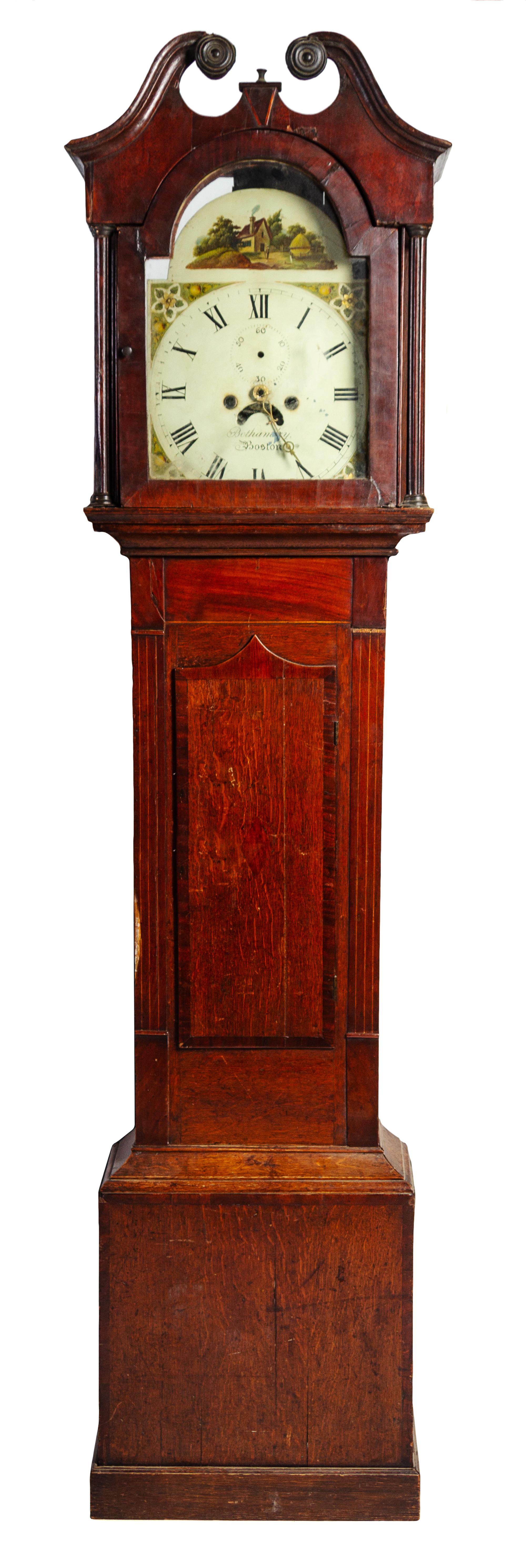 A Chippendale Oak and Mahogany Tall Case Clock — BOTHAMLEY, BOSTON, LATE 18TH CENTURY