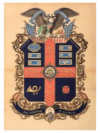 [CIVIL WAR]. Escutcheon with albumen portrait identified to Colonel George N. Lewis, 3rd Connecticut Infantry,12th Connecticut Infantry and Battalion Infantry, WIA Port Hudson, LA.