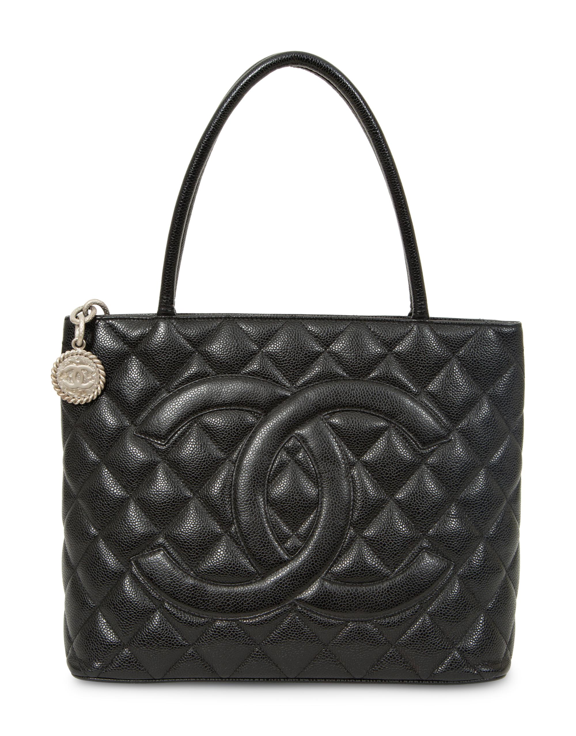 Chanel Medallion Tote and French Wallet in Quilted Black Caviar Leather, 2005 - 2011