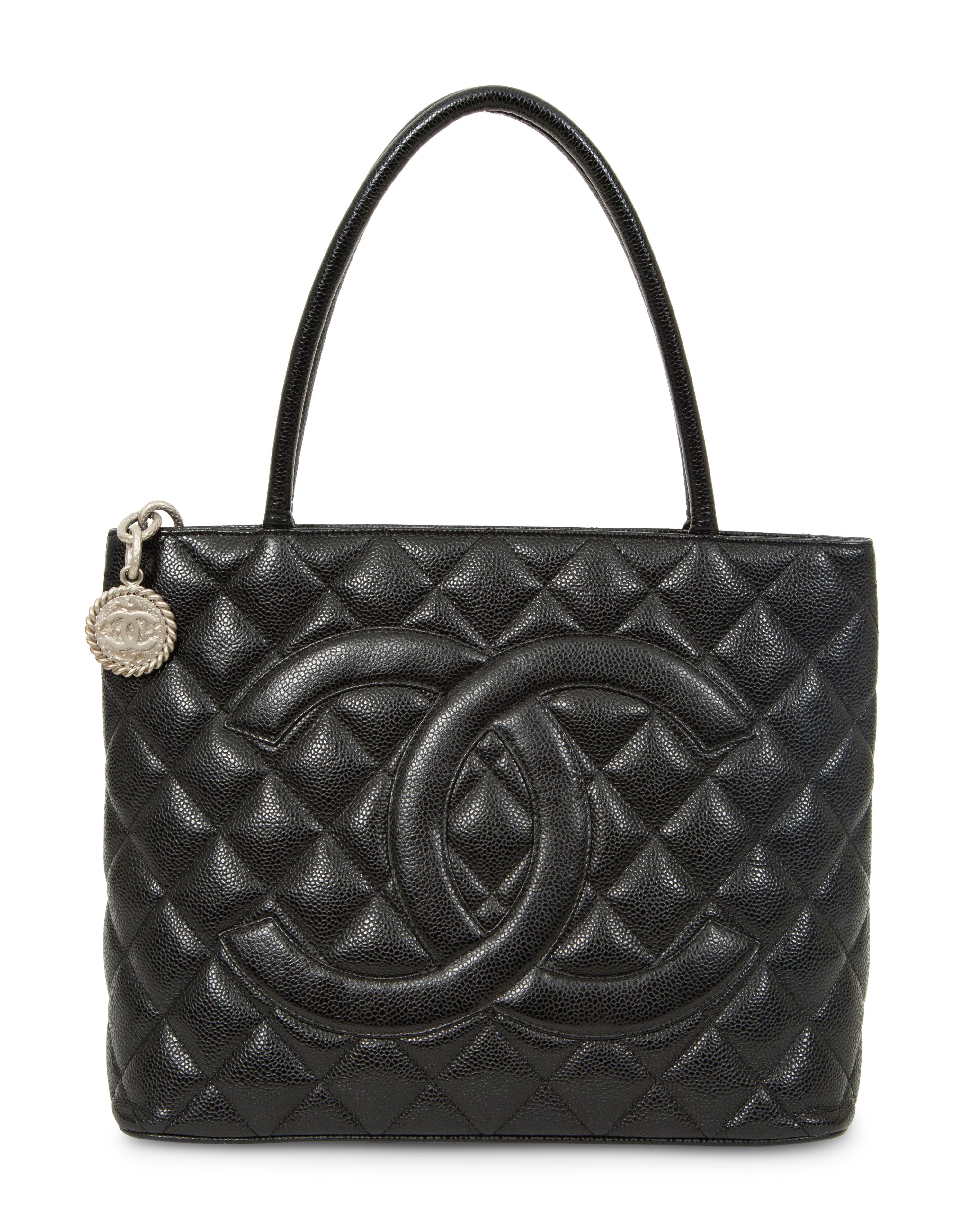 Chanel Medallion Tote and French Wallet in Quilted Black Caviar Leather, 2005 - 2011