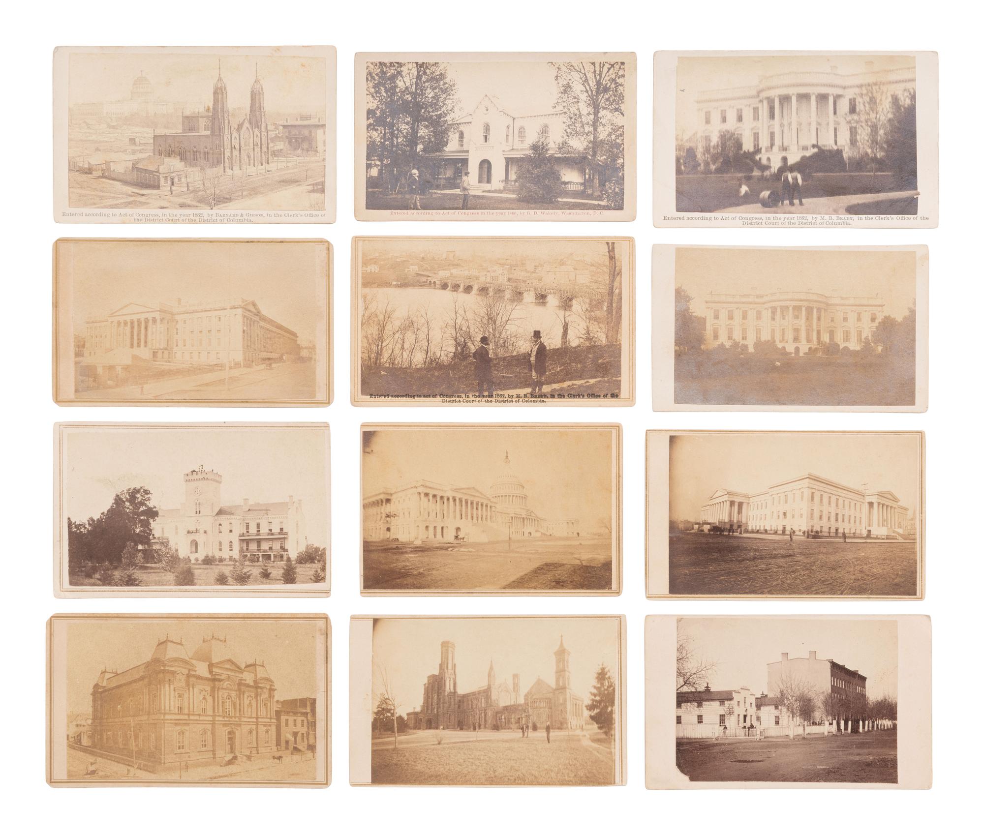 [EARLY PHOTOGRAPHY]. 31 CDVs of prominent structures and street scenes captured in Washington, DC and nearby.
