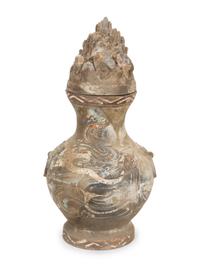 A Chinese Painted Pottery Hu Jar and Cover