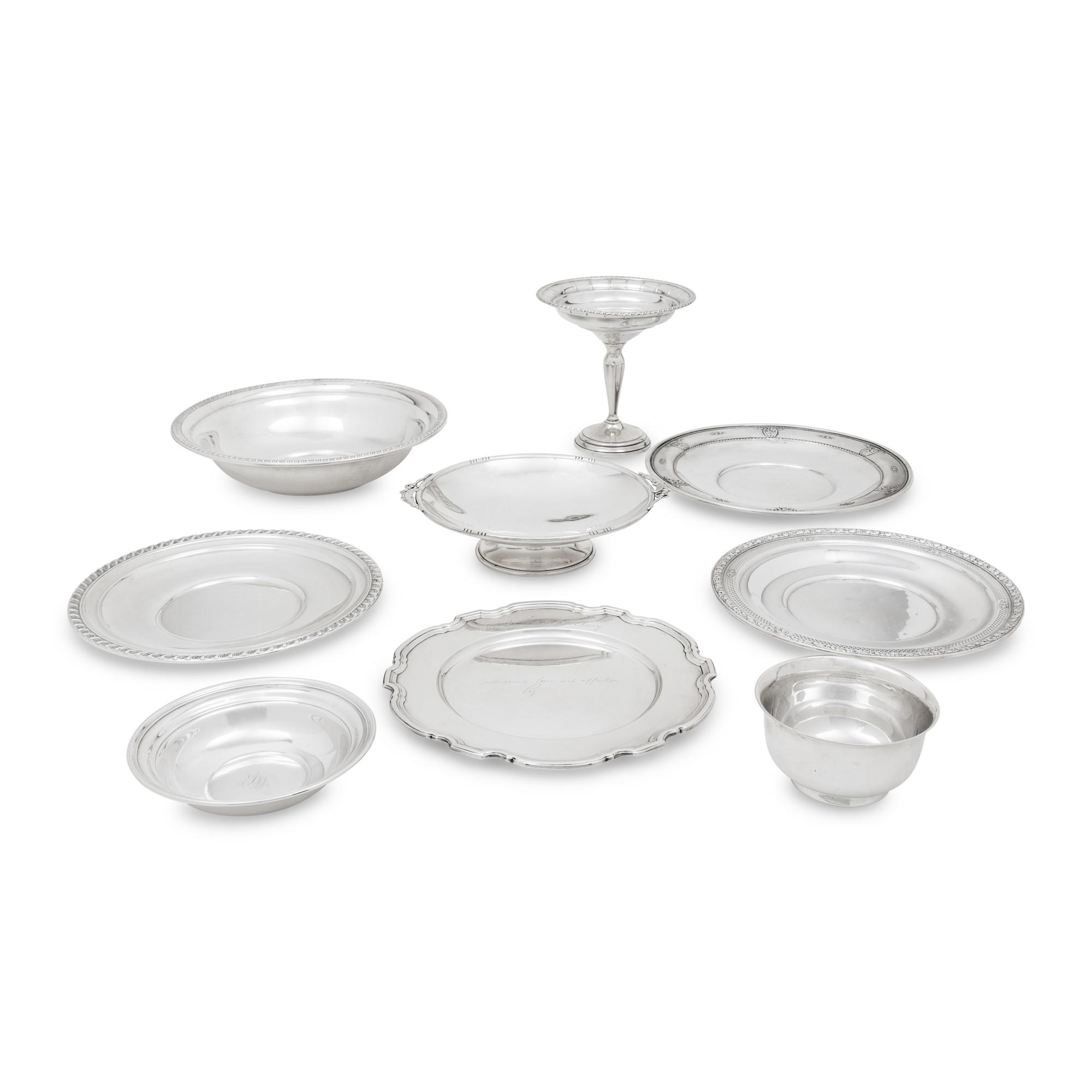 A Collection of Nine American Silver Table Articles