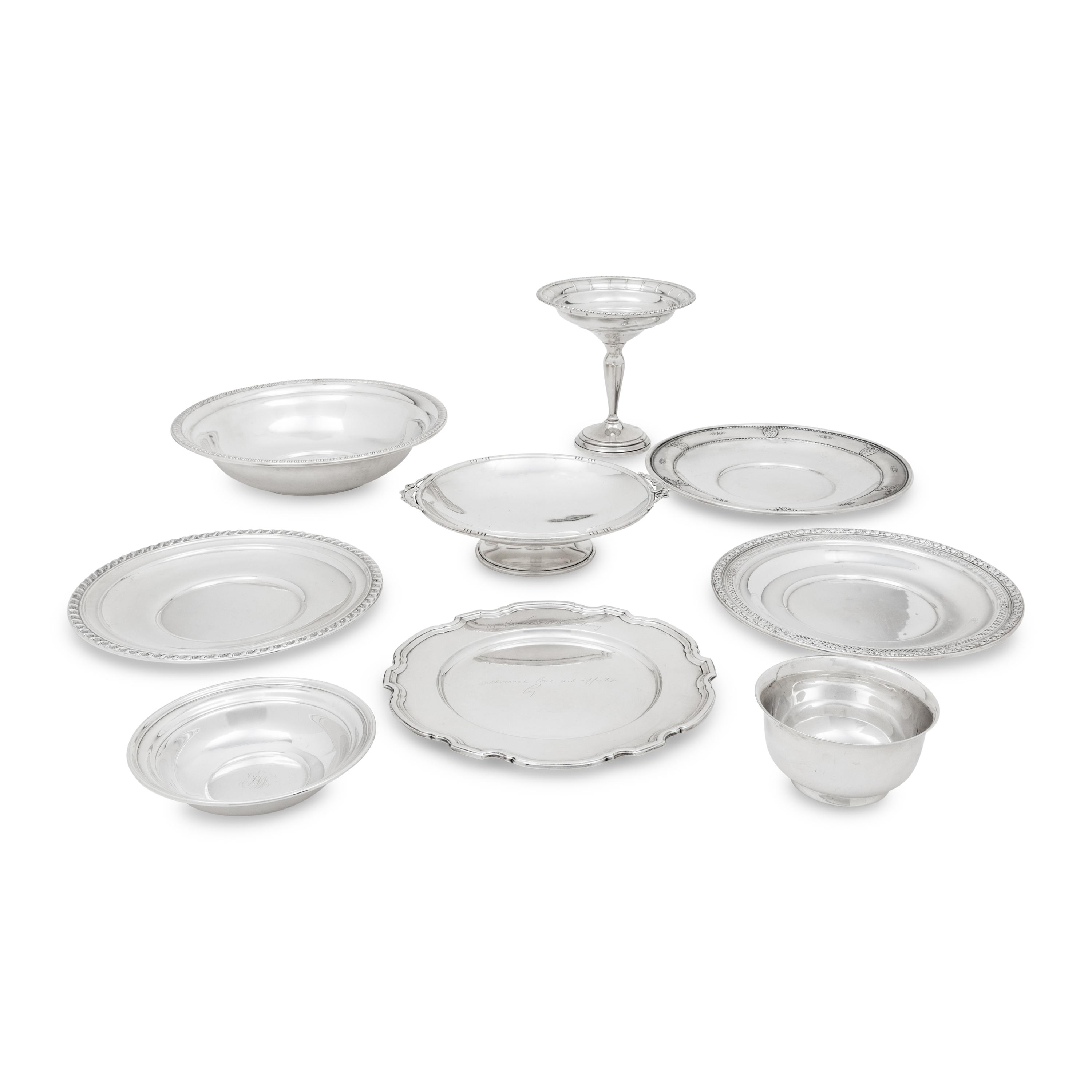 A Collection of Nine American Silver Table Articles